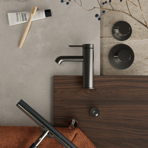 Iris_and_Zen_Matt_Black_Flatlay_Graphite_Grey_Bathroom